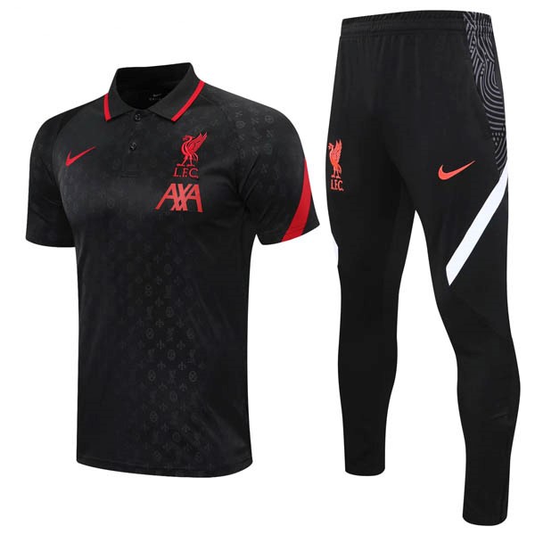 Polo Liverpool Conjunto Completo 2020 2021 Negro